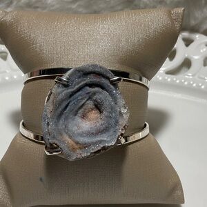 Gray Chalcedony Geode Cuff Bracelet